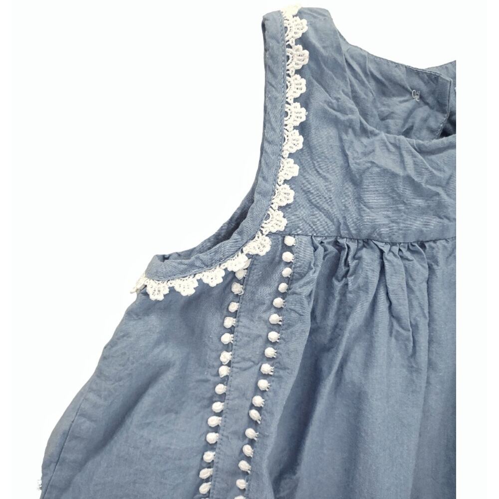 ARTISAN NY Girls Chambray Cotton Sundress Dress Size 4T Denim Lace Hem Easter - Picture 3 of 9